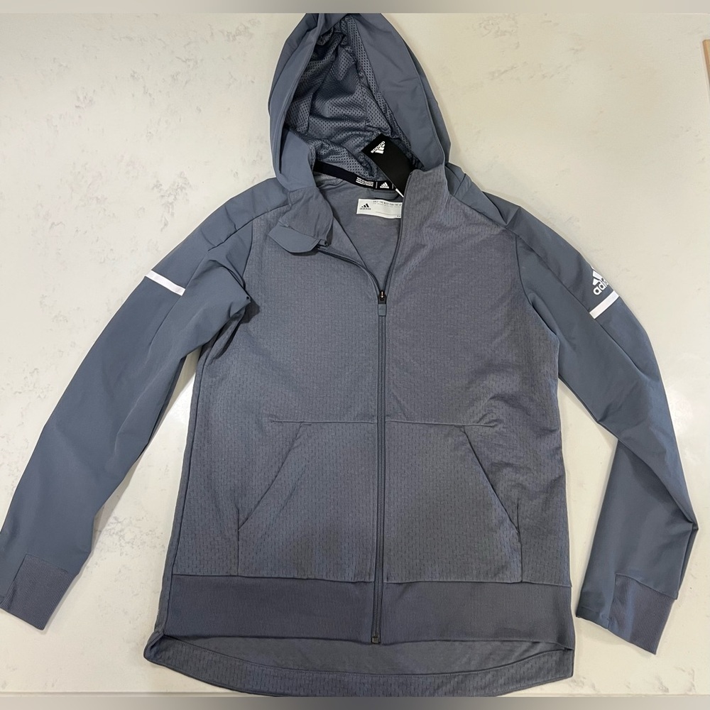 Adidas Charcoal Zip-Up Hoodie